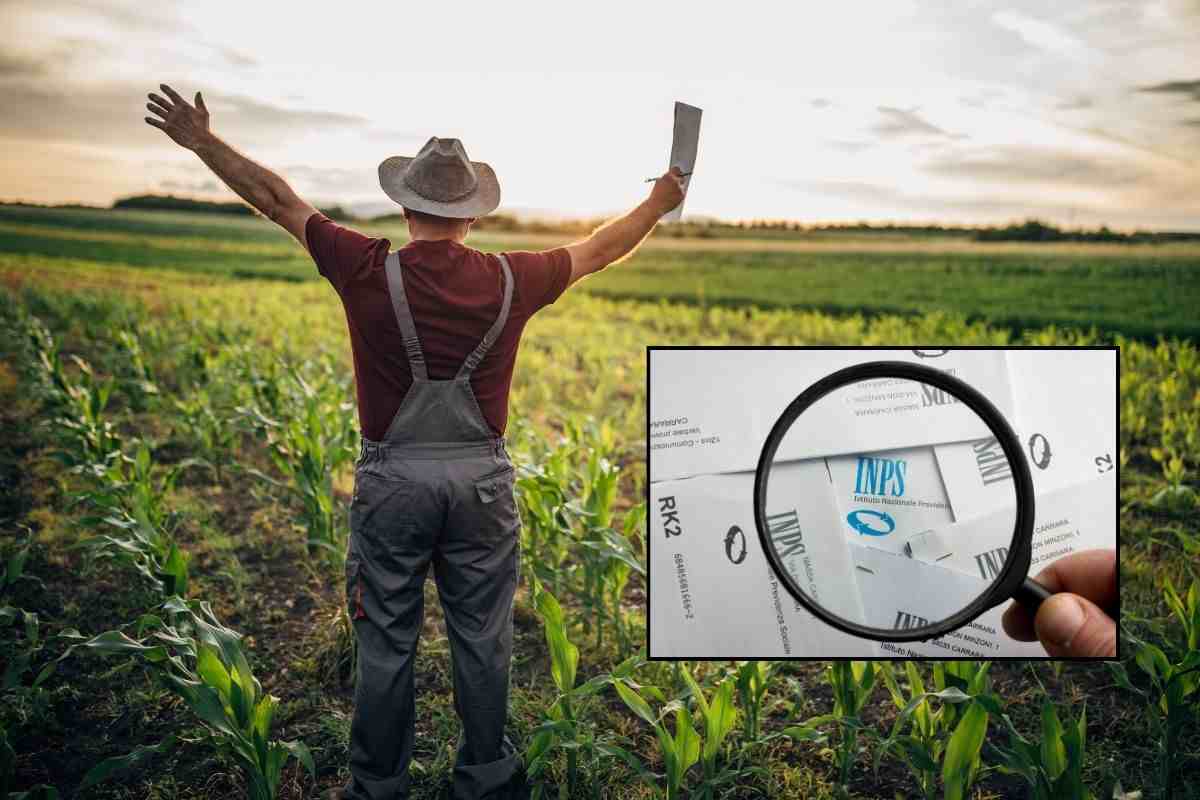 Agricoltore con le braccia al suo terreno