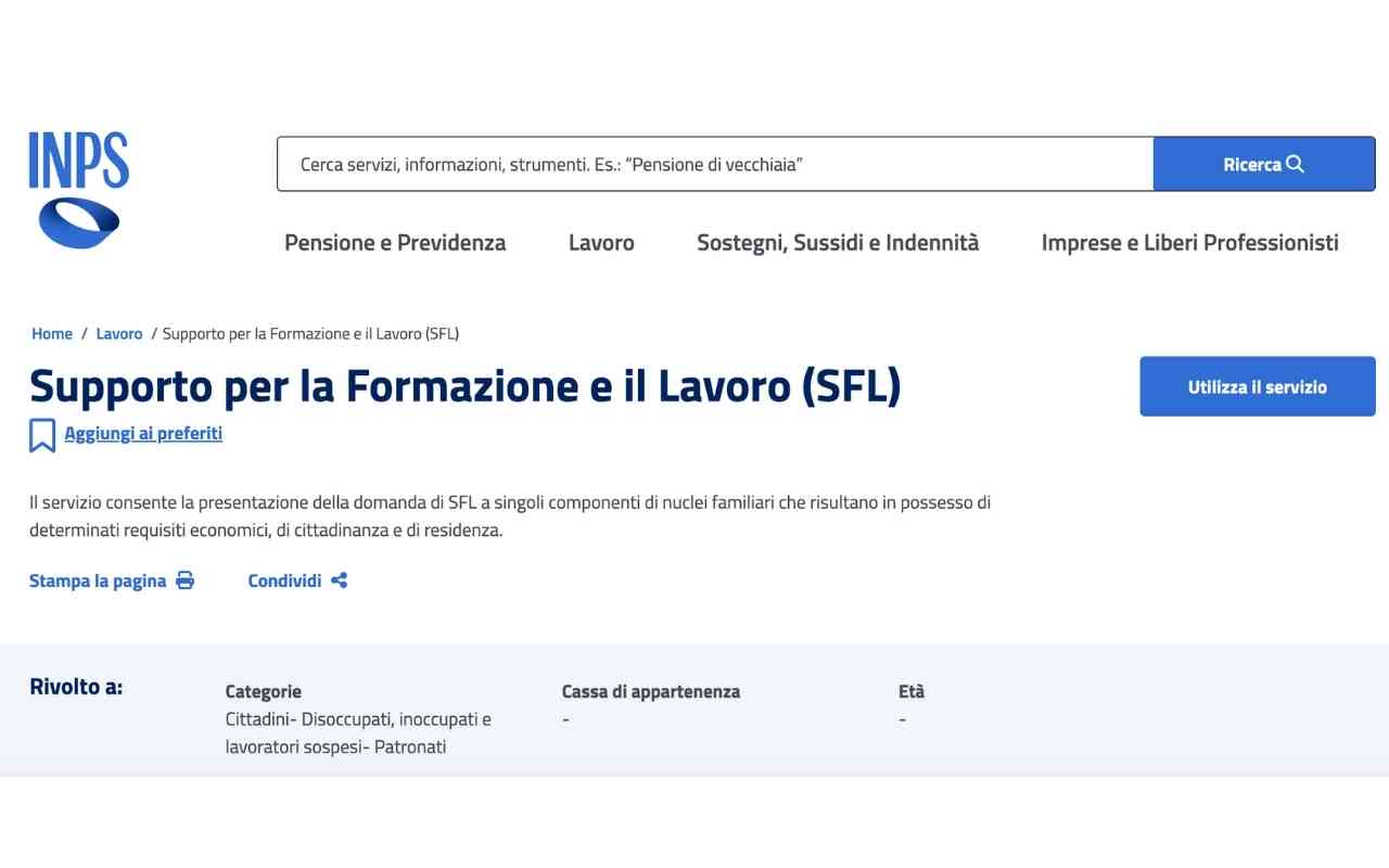 supporto per la formazione e il lavoro