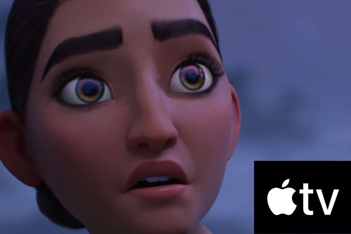 Sorpresa personaggio d'animazione di fronte all'offerta Apple TV