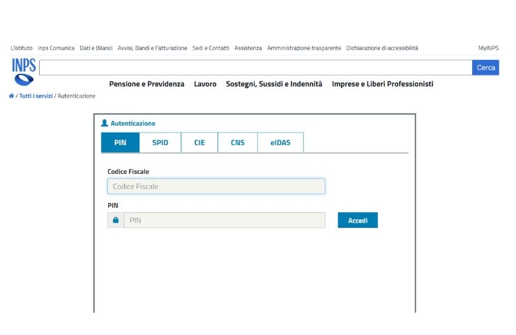 Portale INPS codice PIN